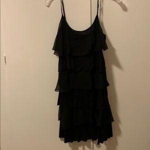Ruffled black strappy dress